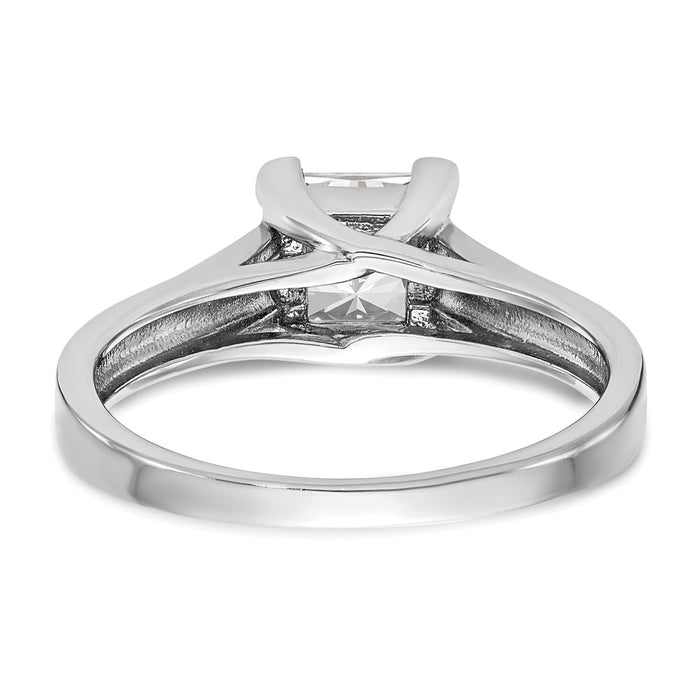 Exclusive 14K White Gold 1 Carat V-End Square Princess Cut Engagement Ring-5