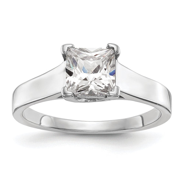 Exclusive 14K White Gold 1 Carat V-End Square Princess Cut Engagement Ring-1