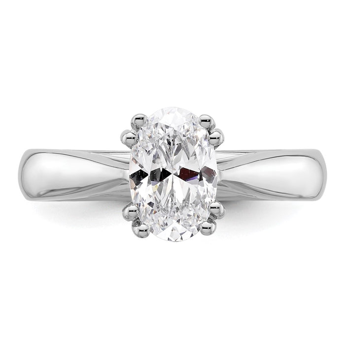 Buy 14K White Gold 2-Carat Oval Solitaire Engagement Ring Setting - Stylish!-4