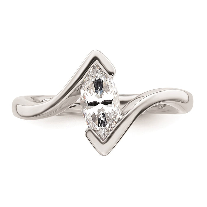 Buy 14K White Gold Half-Bezel Bypass Engagement Ring Setting | 3/4 Carat Value-4