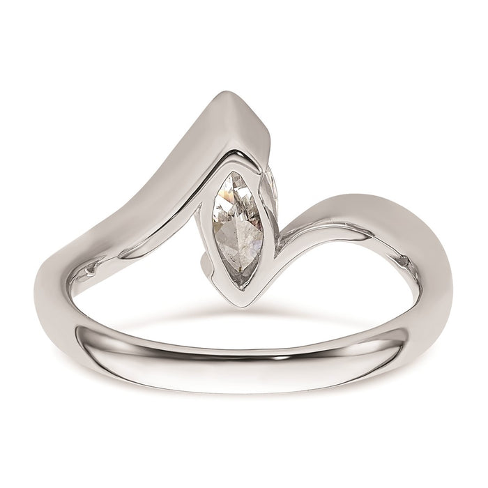 Buy 14K White Gold Half-Bezel Bypass Engagement Ring Setting | 3/4 Carat Value-5