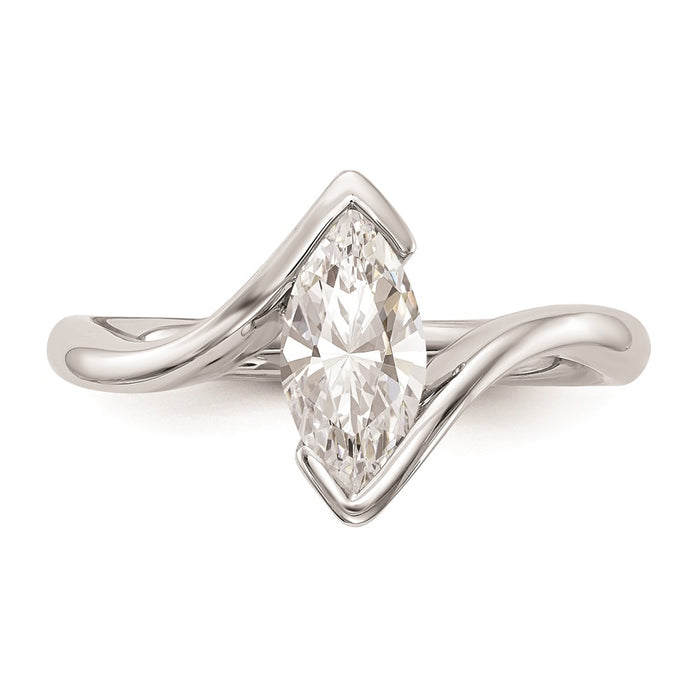 Exclusive 14K White Gold Half-Bezel Bypass Engagement Ring for 1 Carat Stone-4