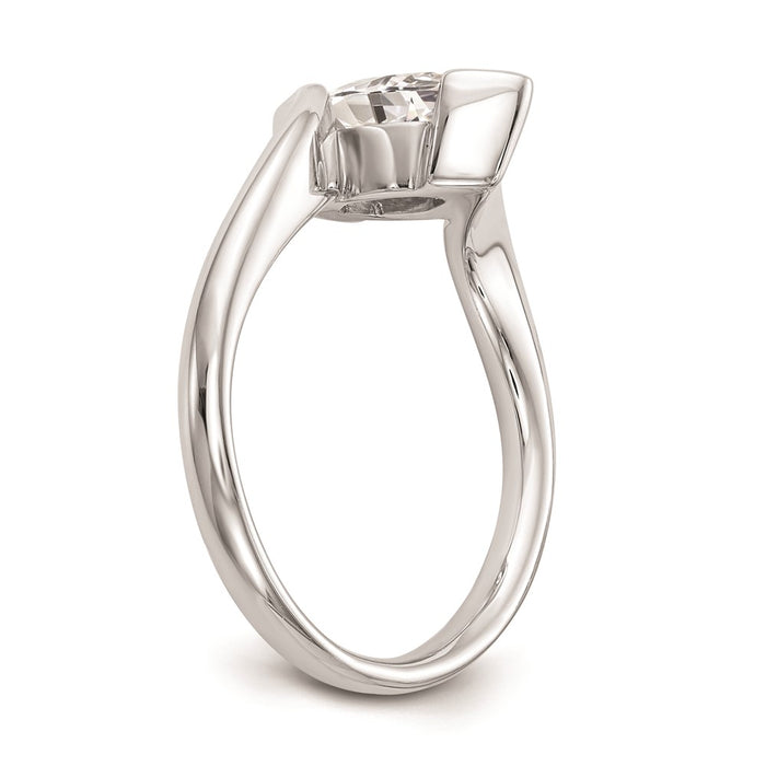 Exclusive 14K White Gold Half-Bezel Bypass Engagement Ring for 1 Carat Stone-6