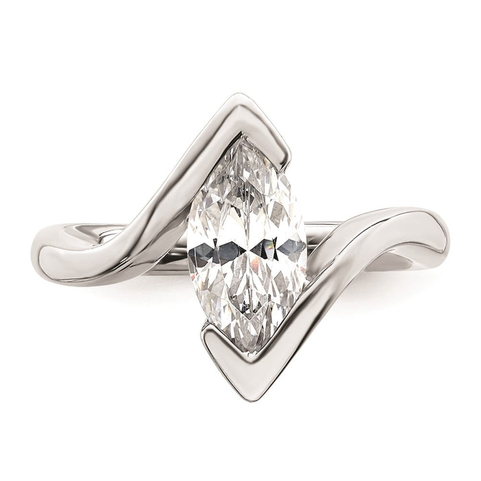 Buy 14K White Gold Half-Bezel Bypass Ring Setting for 2 Carat Marquise Stone-4