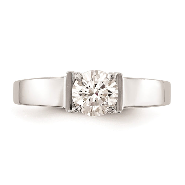 Buy Stylish 14K White Gold 5.00mm Peg Set Solitaire Engagement Ring-4