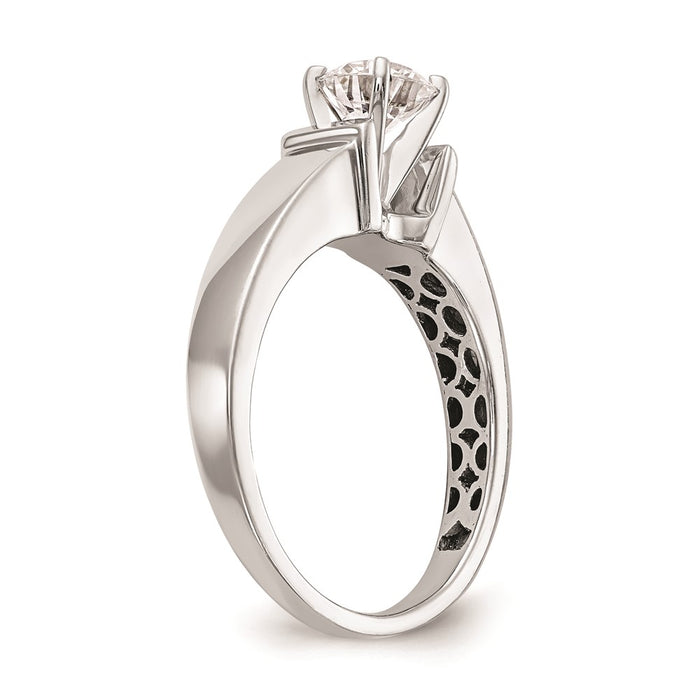 Buy Stylish 14K White Gold 5.00mm Peg Set Solitaire Engagement Ring-6