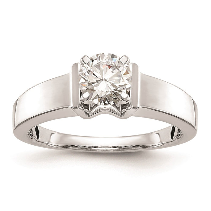 Buy Stylish 14K White Gold 5.00mm Peg Set Solitaire Engagement Ring-1