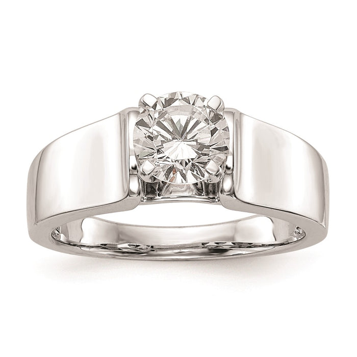 Buy Stylish 14K White Gold 6.5mm Wide Solitaire Engagement Ring Setting-1