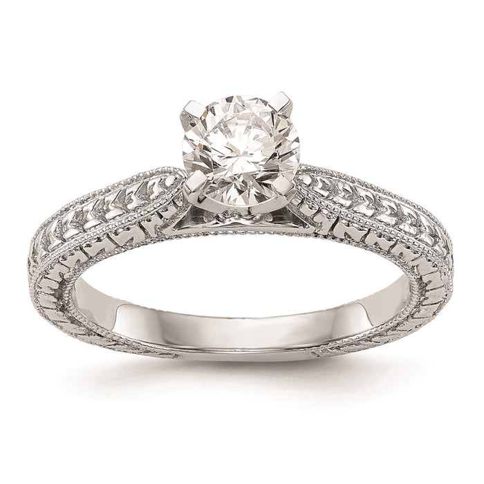 Buy 14K White Gold Etched Peg-Set Engagement Ring Setting - Stylish Value!-1