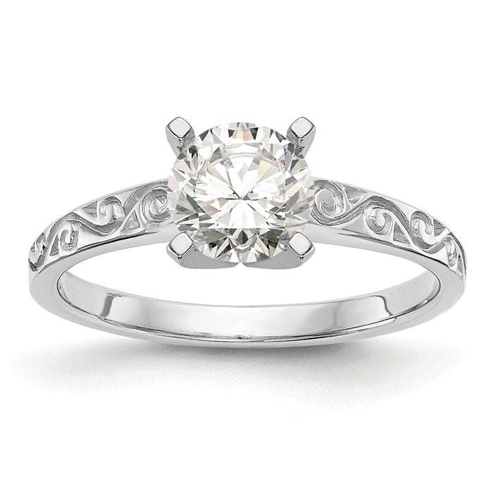 Exclusive 14K White Gold Vintage Solitaire Engagement Ring Setting - Stylish Value-1