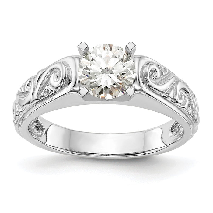 High-Quality 14K White Gold Vintage Solitaire Engagement Ring Setting - Stylish Design-1