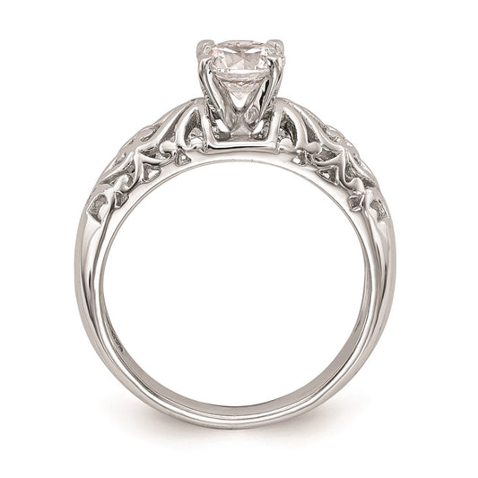 Exclusive 14K White Gold Filigree Heart Engagement Ring Setting - Stylish Value