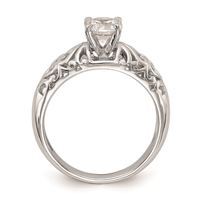 Exclusive 14K White Gold Filigree Heart Engagement Ring Setting - Stylish Value-2