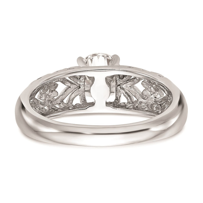 Exclusive 14K White Gold Filigree Heart Engagement Ring Setting - Stylish Value-5