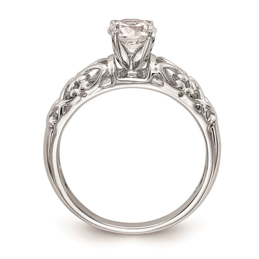 Exclusive 14K White Gold Filigree Heart Engagement Ring Setting - Affordable Price
