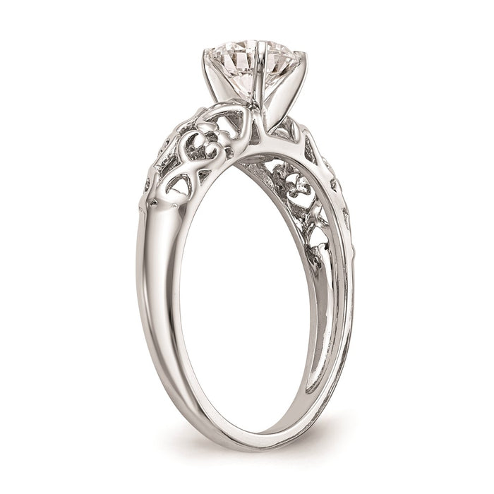 Exclusive 14K White Gold Filigree Heart Engagement Ring Setting - Affordable Price-6