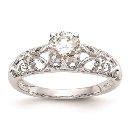 Exclusive 14K White Gold Filigree Heart Engagement Ring Setting - Affordable Price