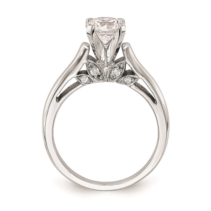 Exclusive 14K White Gold Leaf Design Solitaire Engagement Ring Setting-2