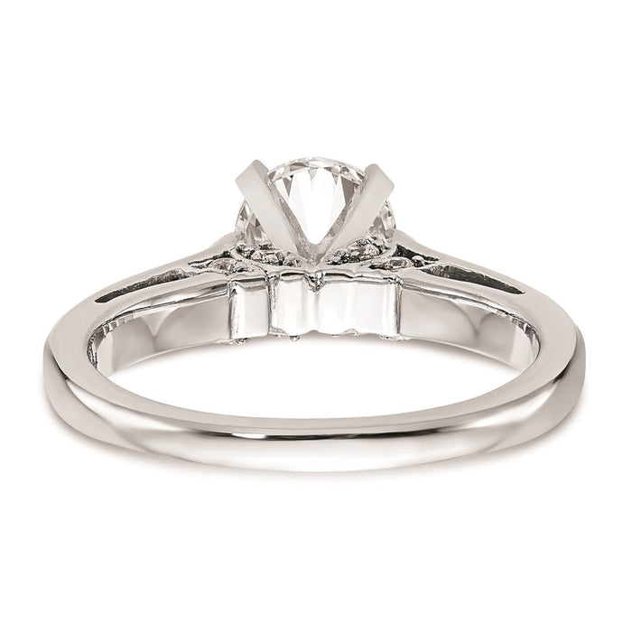 Exclusive 14K White Gold Leaf Design Solitaire Engagement Ring Setting-5