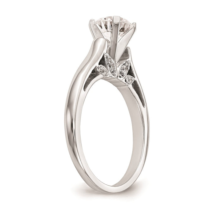 Exclusive 14K White Gold Leaf Design Solitaire Engagement Ring Setting-6