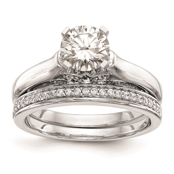 Exclusive 14K White Gold Leaf Design Solitaire Engagement Ring Setting-7