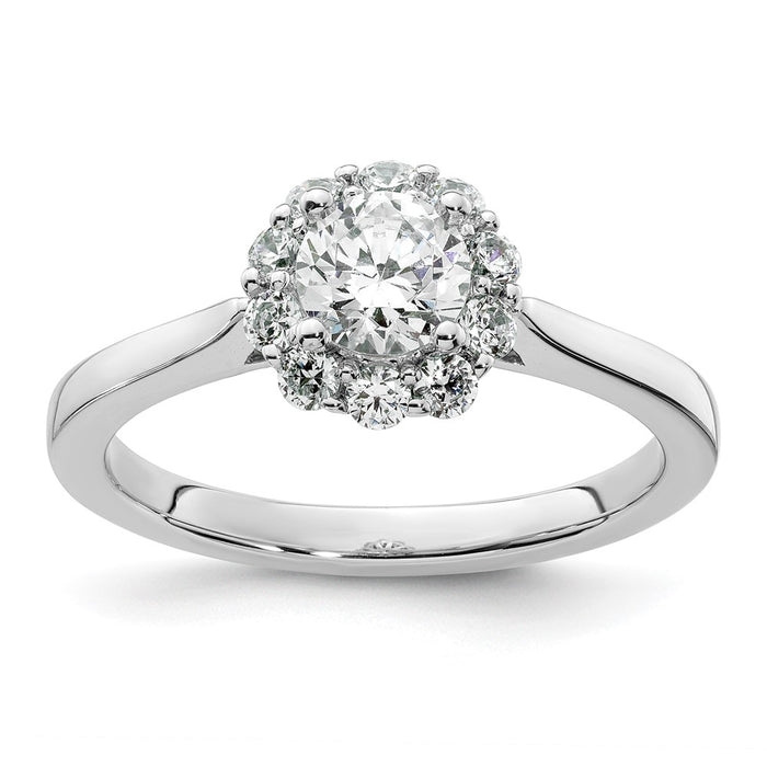 Exclusive 14K White Gold Halo Engagement Ring | 1/2 Carat Center & 1/3 Carat Accents - Stylish Value!-1