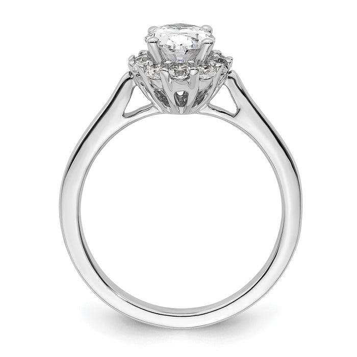 Exclusive 14K White Gold Halo Engagement Ring, 3/4 Carat Oval & Diamond Accents-2