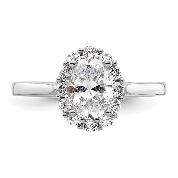 Exclusive 14K White Gold Halo Engagement Ring, 3/4 Carat Oval & Diamond Accents-4
