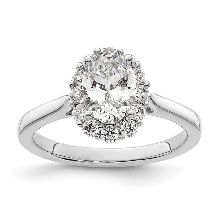 Exclusive 14K White Gold Halo Engagement Ring, 3/4 Carat Oval & Diamond Accents-1