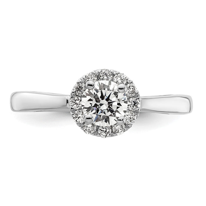Buy 14K White Gold Halo Engagement Ring - 5.1mm Semi-Mount, 1/2 Carat Diamonds, Stylish Design-4