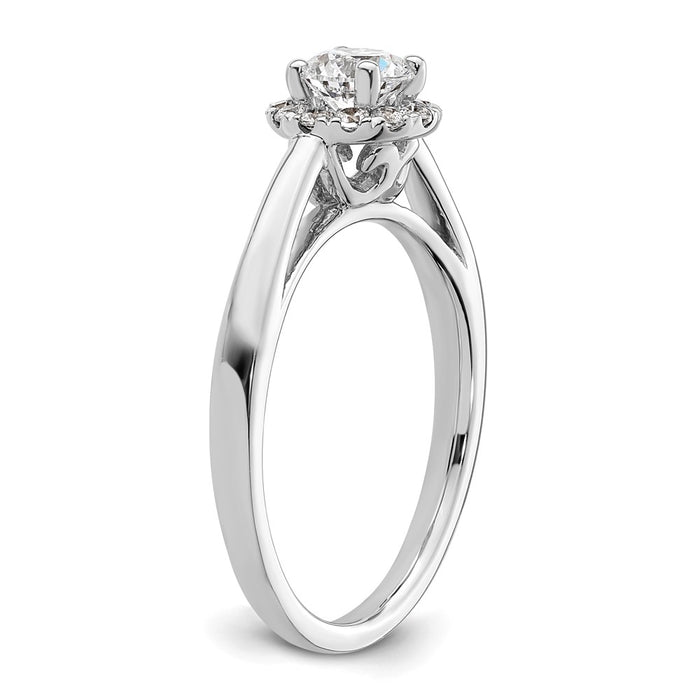 Buy 14K White Gold Halo Engagement Ring - 5.1mm Semi-Mount, 1/2 Carat Diamonds, Stylish Design-6
