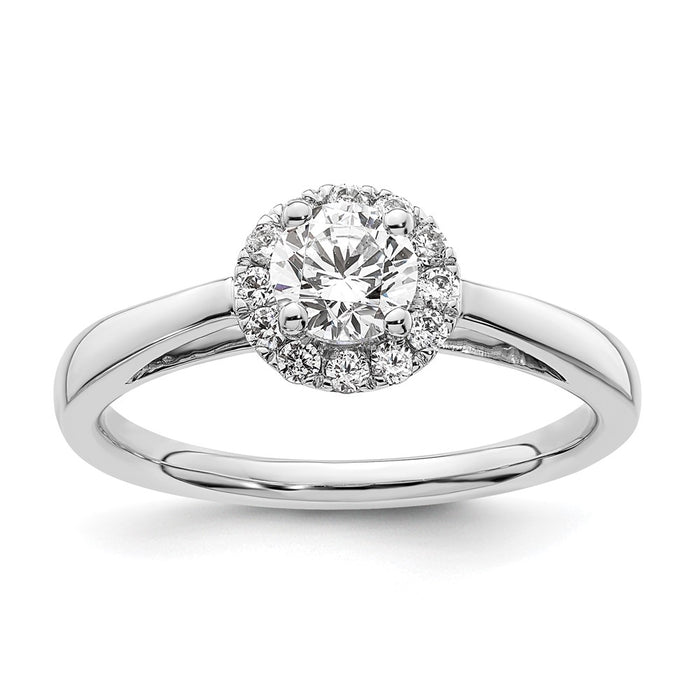 Buy 14K White Gold Halo Engagement Ring - 5.1mm Semi-Mount, 1/2 Carat Diamonds, Stylish Design-1