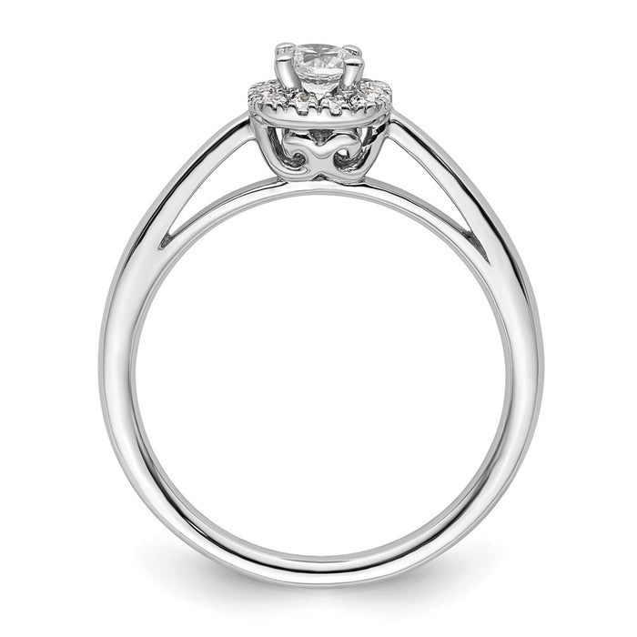 High-Quality 14K White Gold Halo Engagement Ring | 1/5 Carat Center, Stylish Accents-2