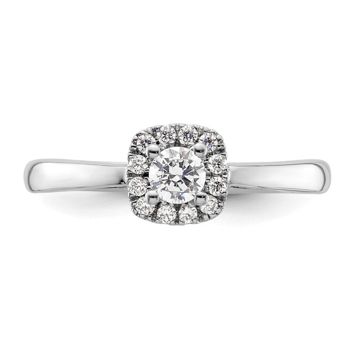 High-Quality 14K White Gold Halo Engagement Ring | 1/5 Carat Center, Stylish Accents-4