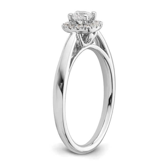 High-Quality 14K White Gold Halo Engagement Ring | 1/5 Carat Center, Stylish Accents-6