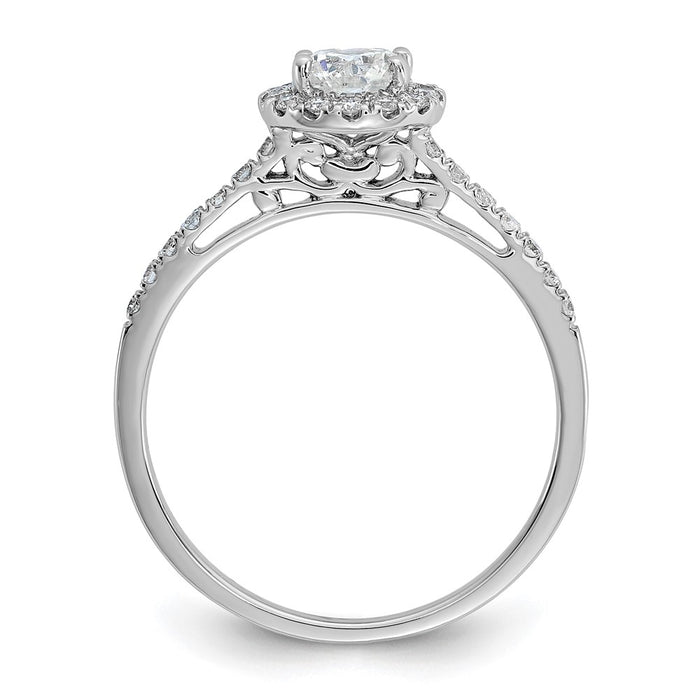 Buy Stylish 14K White Gold Halo Engagement Ring for 1/2 Carat Center, 5.2mm-2