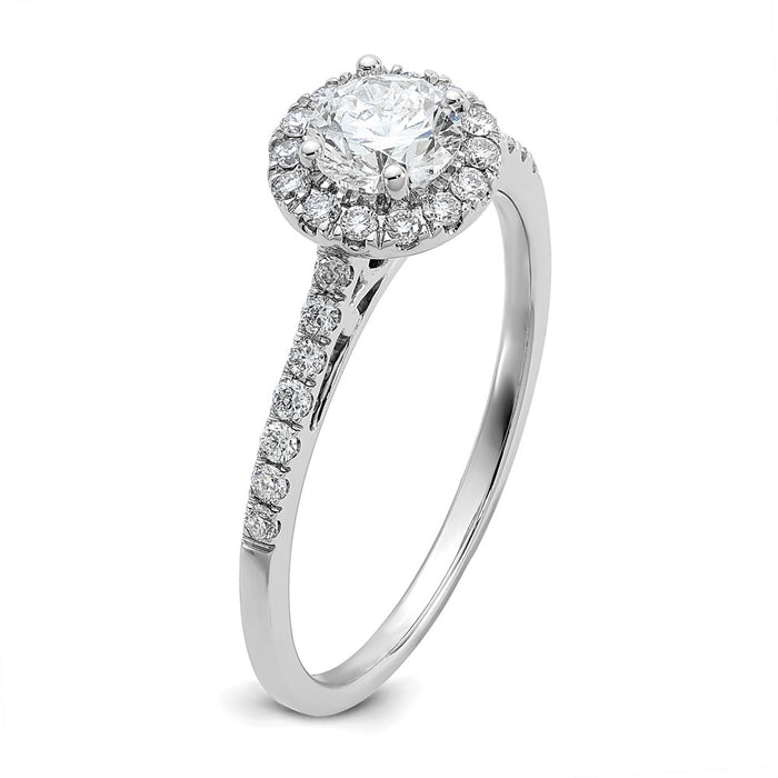 Buy Stylish 14K White Gold Halo Engagement Ring for 1/2 Carat Center, 5.2mm-6