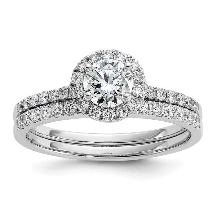 Buy Stylish 14K White Gold Halo Engagement Ring for 1/2 Carat Center, 5.2mm-7