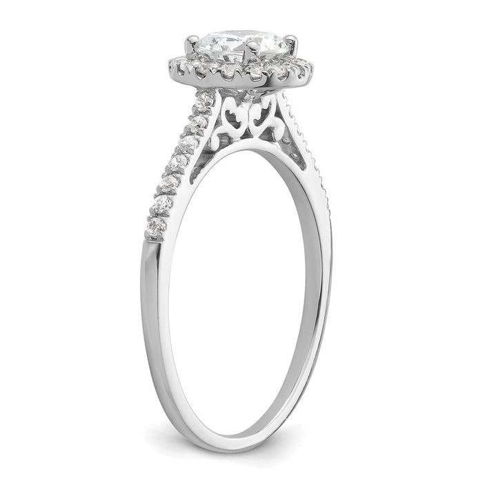 High-Quality 14K White Gold Halo Engagement Ring for 3/4 Carat Center - Stylish Value!-6