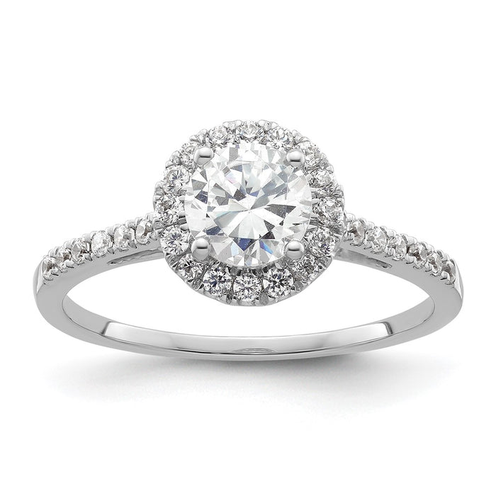 High-Quality 14K White Gold Halo Engagement Ring for 3/4 Carat Center - Stylish Value!-1