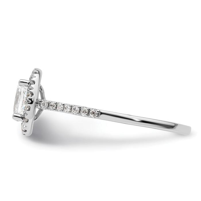 Buy Stylish 14K White Gold Halo Engagement Ring - 1/2 Carat Oval Center-3