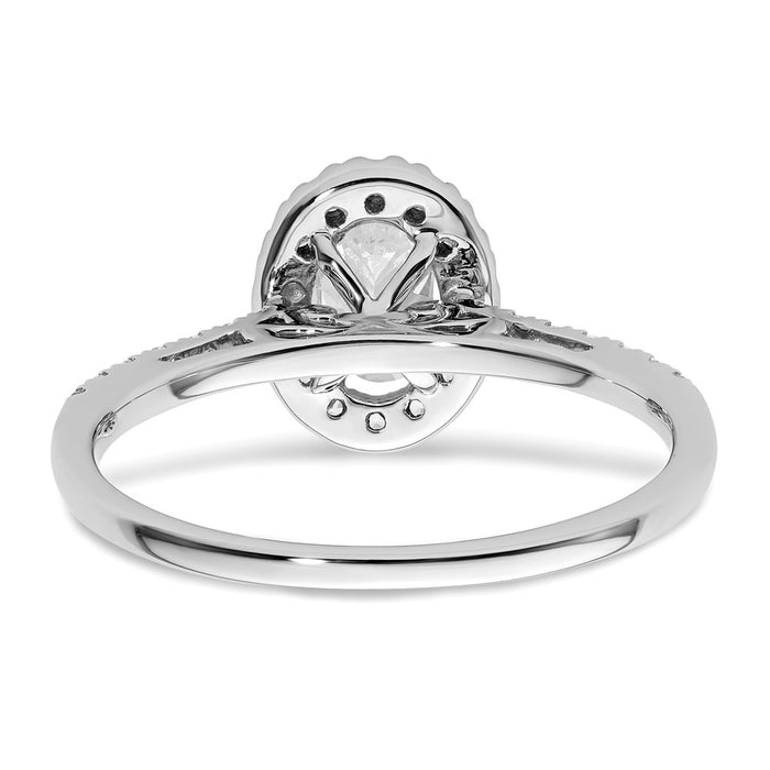 Buy Stylish 14K White Gold Halo Engagement Ring - 1/2 Carat Oval Center-5
