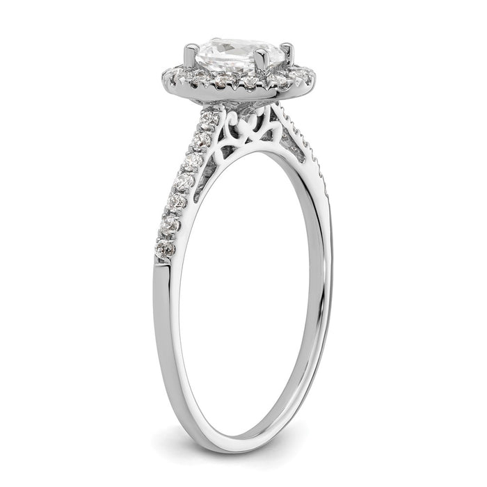 Buy Stylish 14K White Gold Halo Engagement Ring - 1/2 Carat Oval Center-6