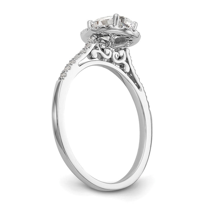 Buy High-Quality 14K White Gold Halo Engagement Ring with 1 Carat Oval Center-6