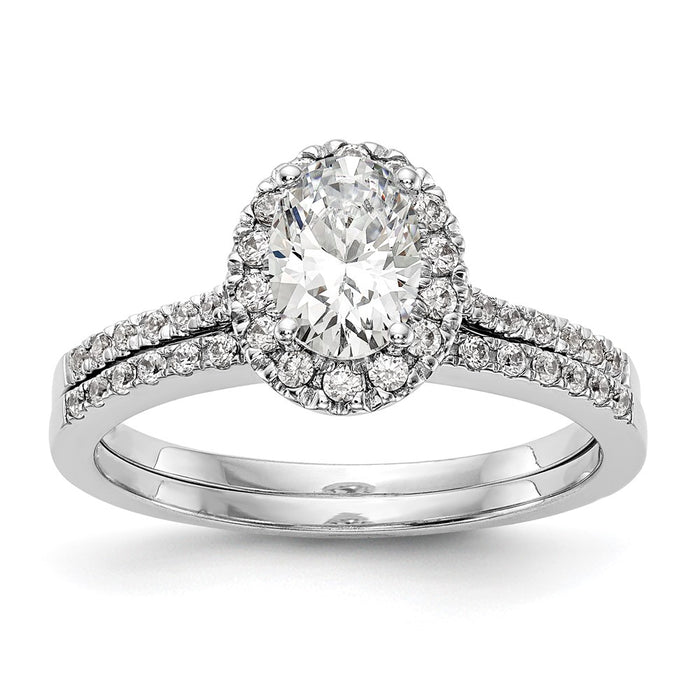 Buy High-Quality 14K White Gold Halo Engagement Ring with 1 Carat Oval Center-7