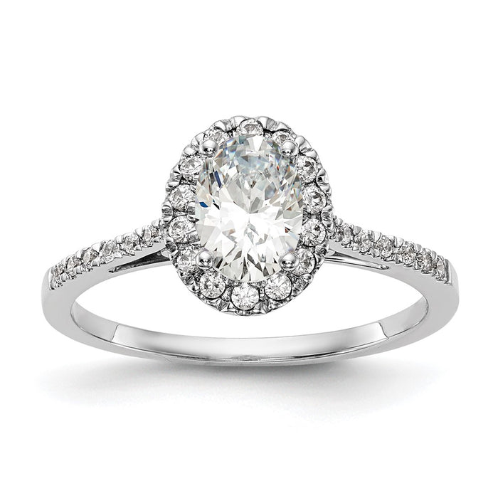 Buy High-Quality 14K White Gold Halo Engagement Ring with 1 Carat Oval Center-1