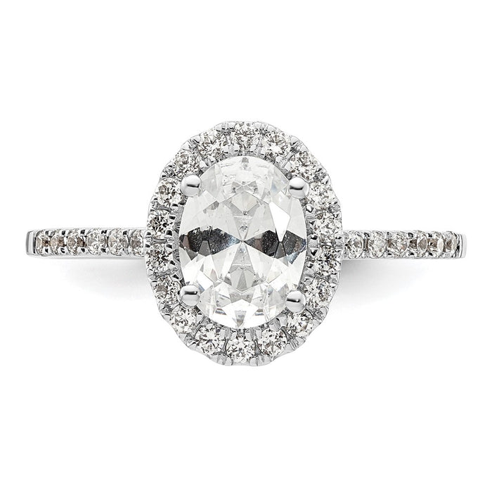 Buy Exclusive 14K White Gold Halo Engagement Ring for 1.25 Carat Oval Center-4