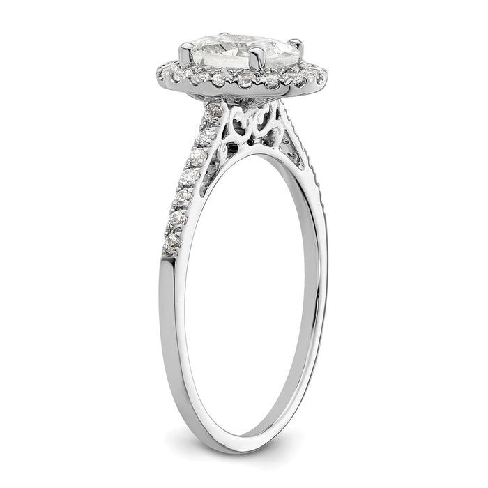 Buy Exclusive 14K White Gold Halo Engagement Ring for 1.25 Carat Oval Center-6