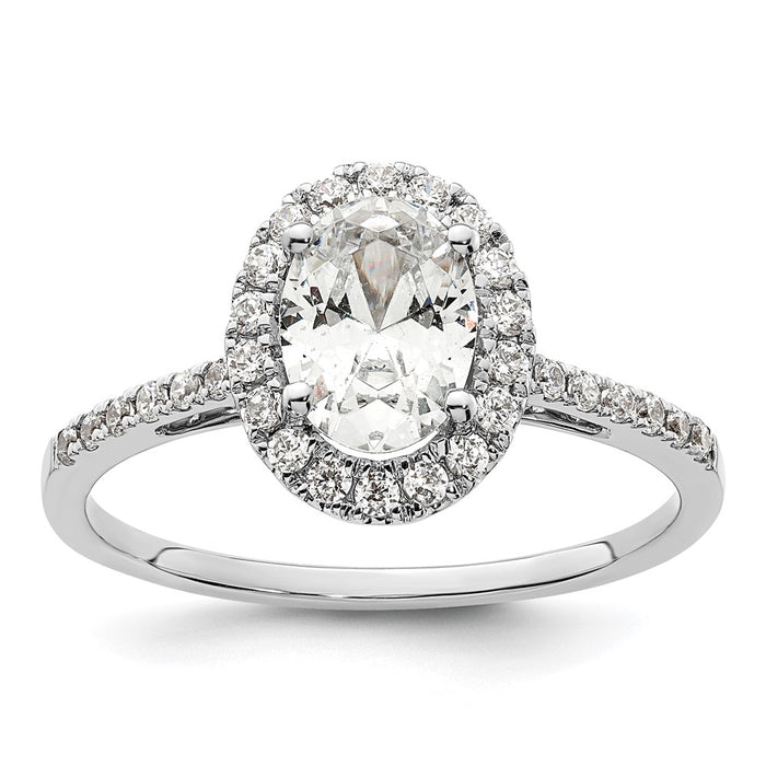 Buy Exclusive 14K White Gold Halo Engagement Ring for 1.25 Carat Oval Center-1