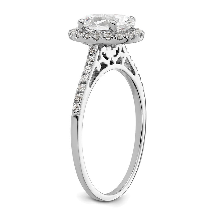 Buy 14K White Gold Halo Engagement Ring for 1.5 Carat Oval Center - Stylish Value!-6